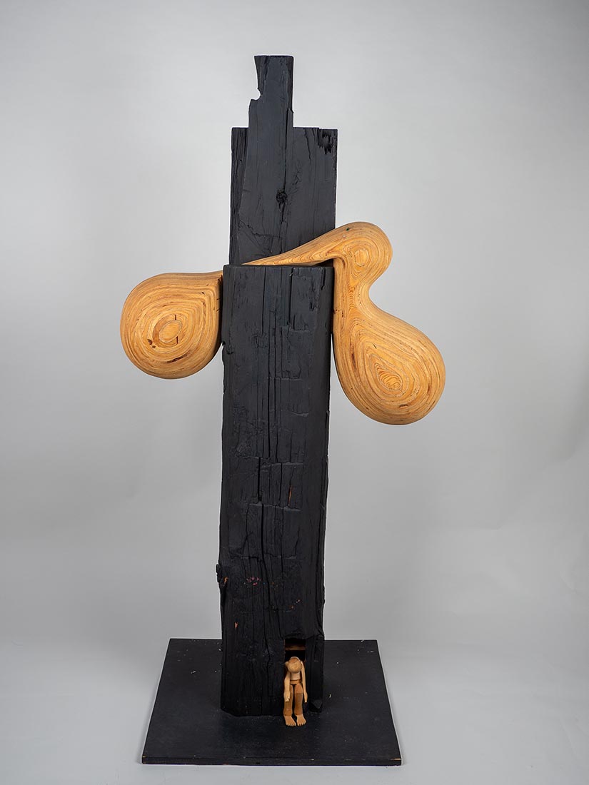 Depression - laminated wood sculpture by Marjorie White Williams