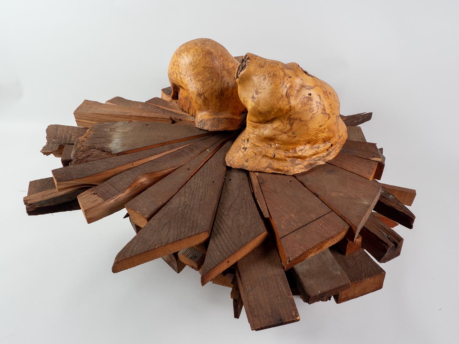 Wood assemblage with burls - wood sculpture by Marjorie White Williams