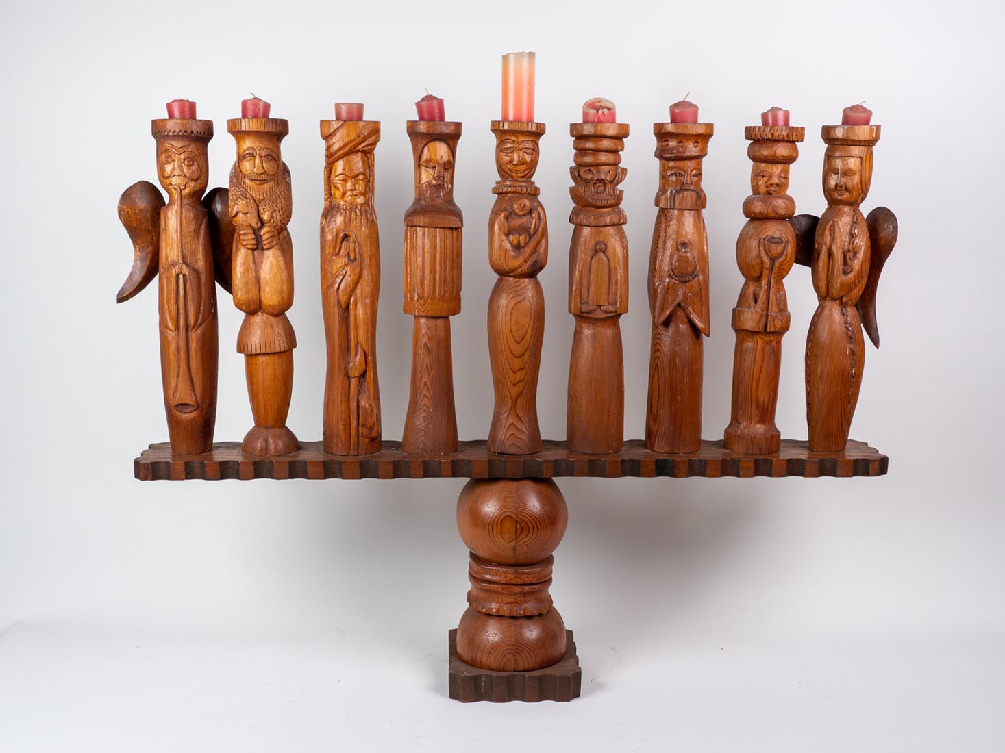 Wood Menorah - wood sculpture by Marjorie White Williams
