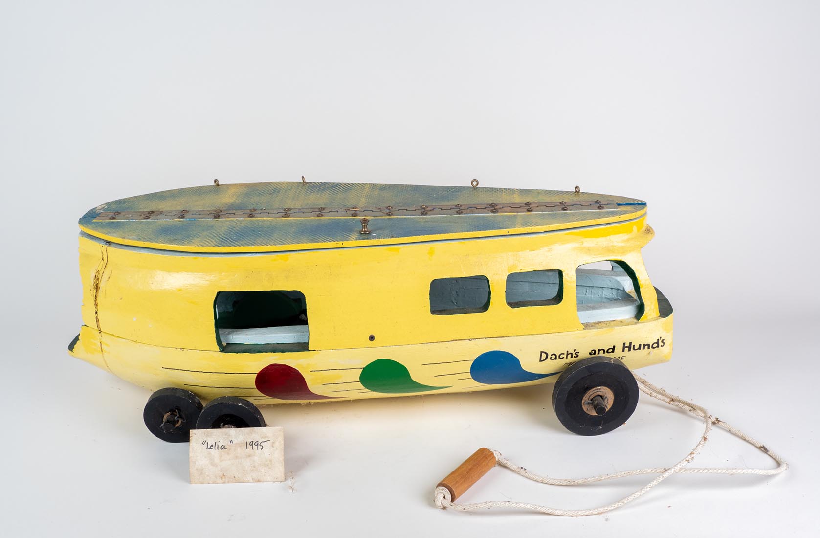 Wooden Toy Trailer sculpture by Marjorie White Williams