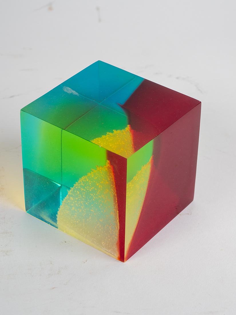 Lucite cube sculpture by Marjorie White Williams