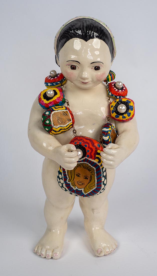 unidentified, ceramic figure with necklace by Marjorie White Williams